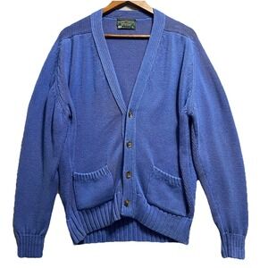 Vintage Lord Jeff Better‎ Sweater Cardigan Mens Large Blue Knit Grandpa 90s USA